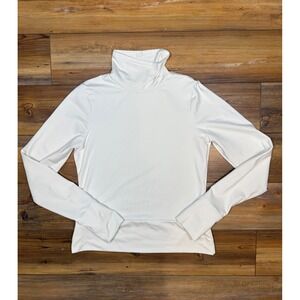 CALIA Womens White Funnel Neck Long Sleeve Thumbhole Active Top WAX34075 Small